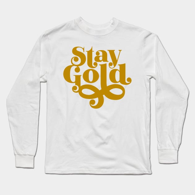 BTS stay gold swirl decorative typography Long Sleeve T-Shirt by Oricca